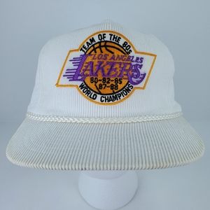 Vintage LA Lakers Champions White Corduroy Hat